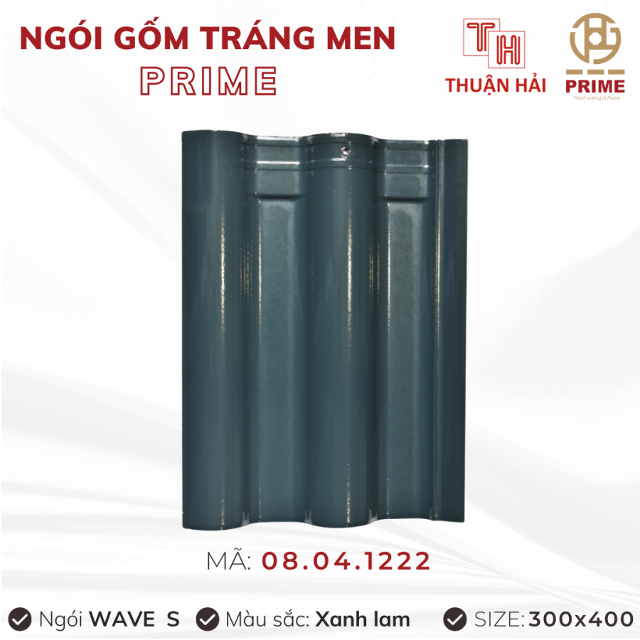 Ngói Tráng Men Prime Wave S Hai Sóng Xanh Lam 08.04.1222