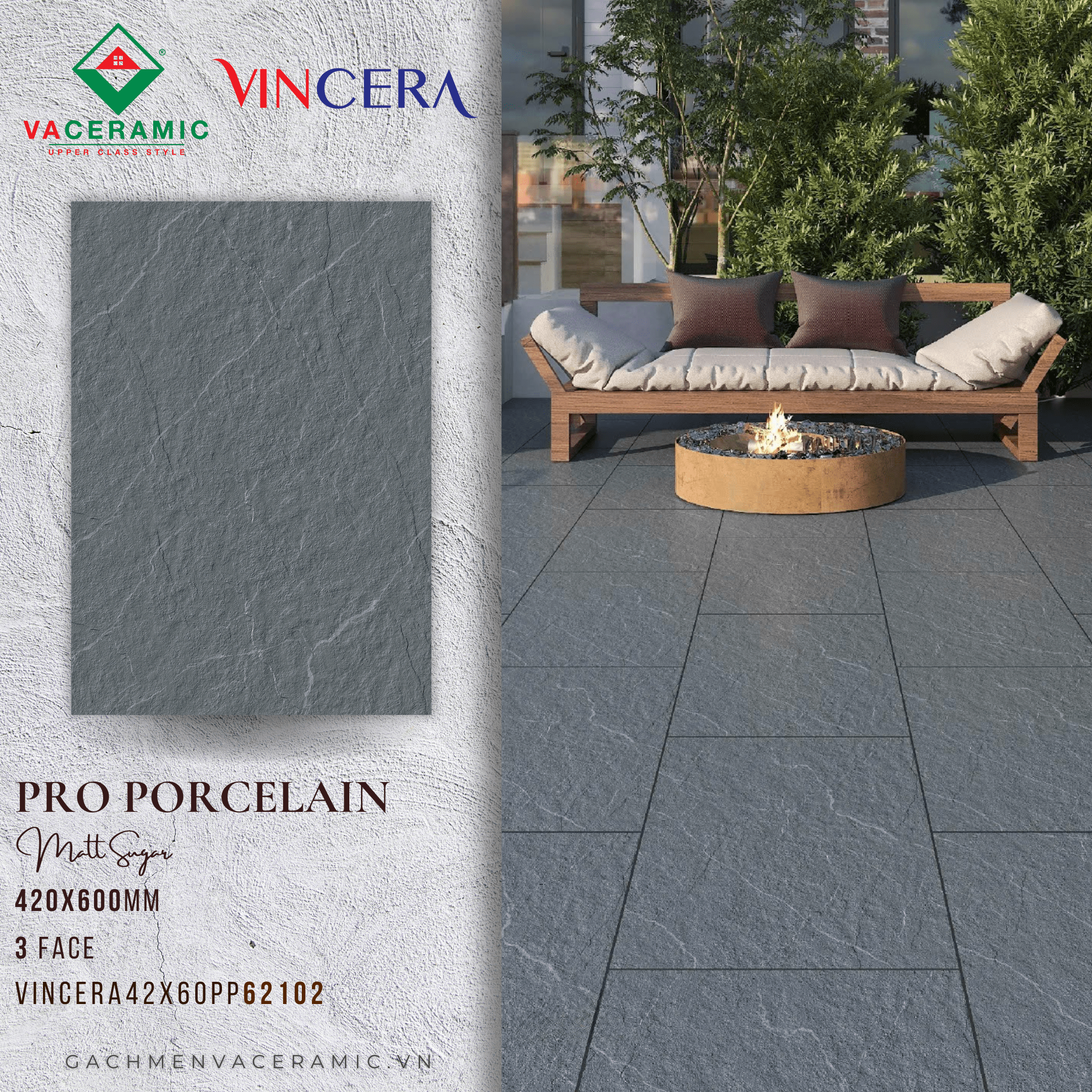 GẠCH SÂN VƯỜN 42x60 VINCERA 62102