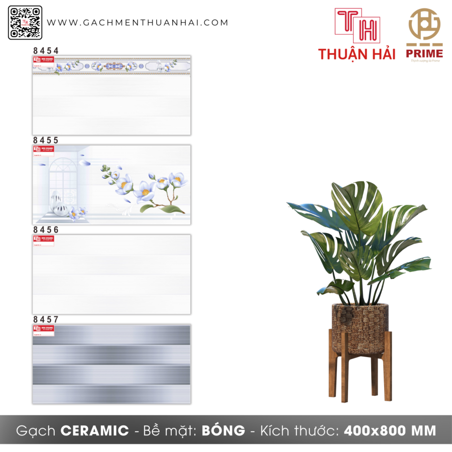 GẠCH ỐP TƯỜNG 40x80 PRIME 8454 - 8455 - 8456 - 8457
