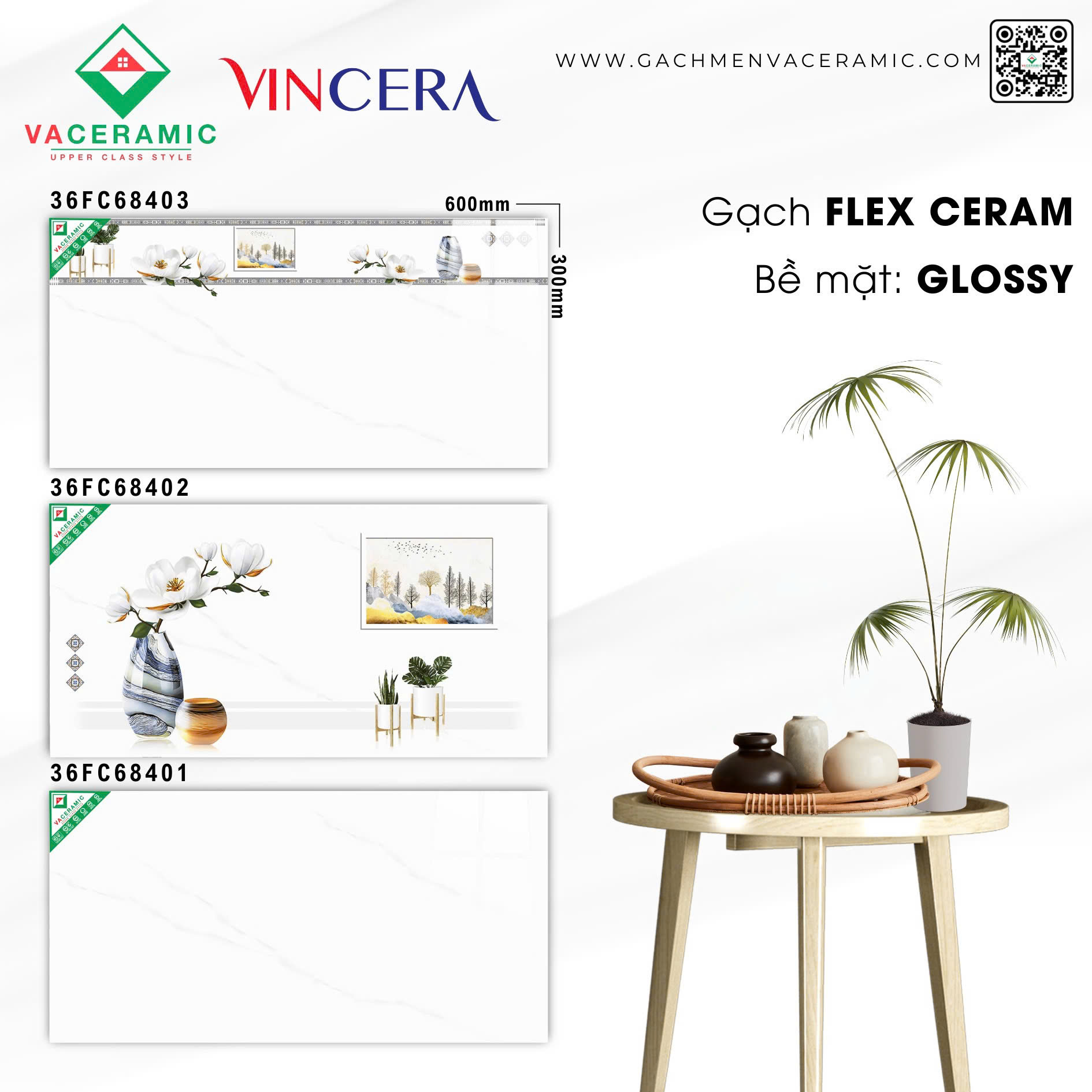 GẠCH ỐP TƯỜNG 30x60 VINCERA 68403 - 68402 - 68401