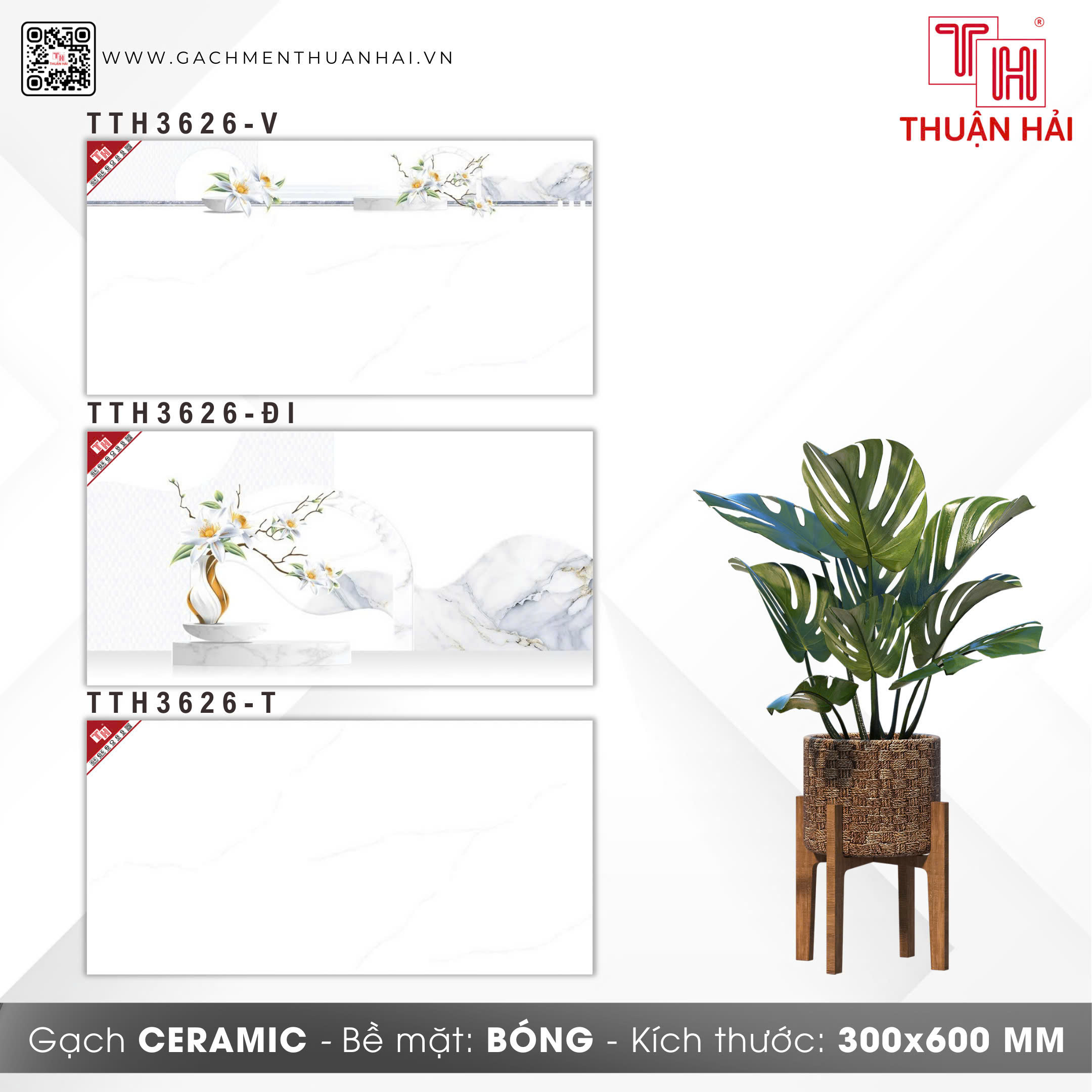 GẠCH ỐP TƯỜNG 30x60 HÀ THANH 3626 V - 3626 ĐI - 3626 T
